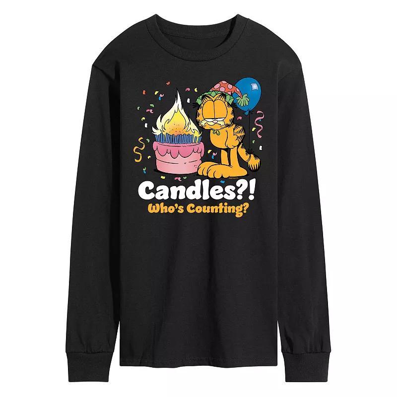 Men's Garfield Candles Whos Counting Long Sleeve Graphic Tee, Size: Small, Gray Product Image