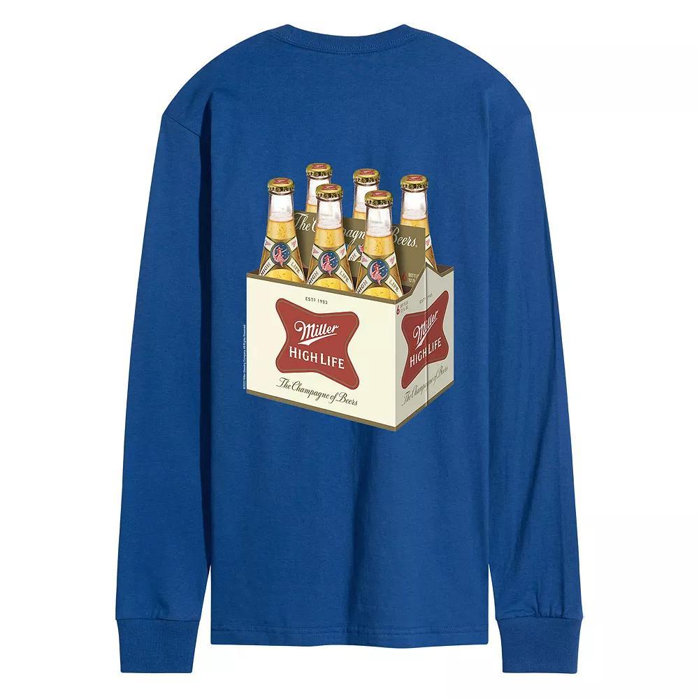 Men's Miller High Life 6 Pack Bottles Long Sleeve Graphic Tee, Size: XXL, Blue Product Image