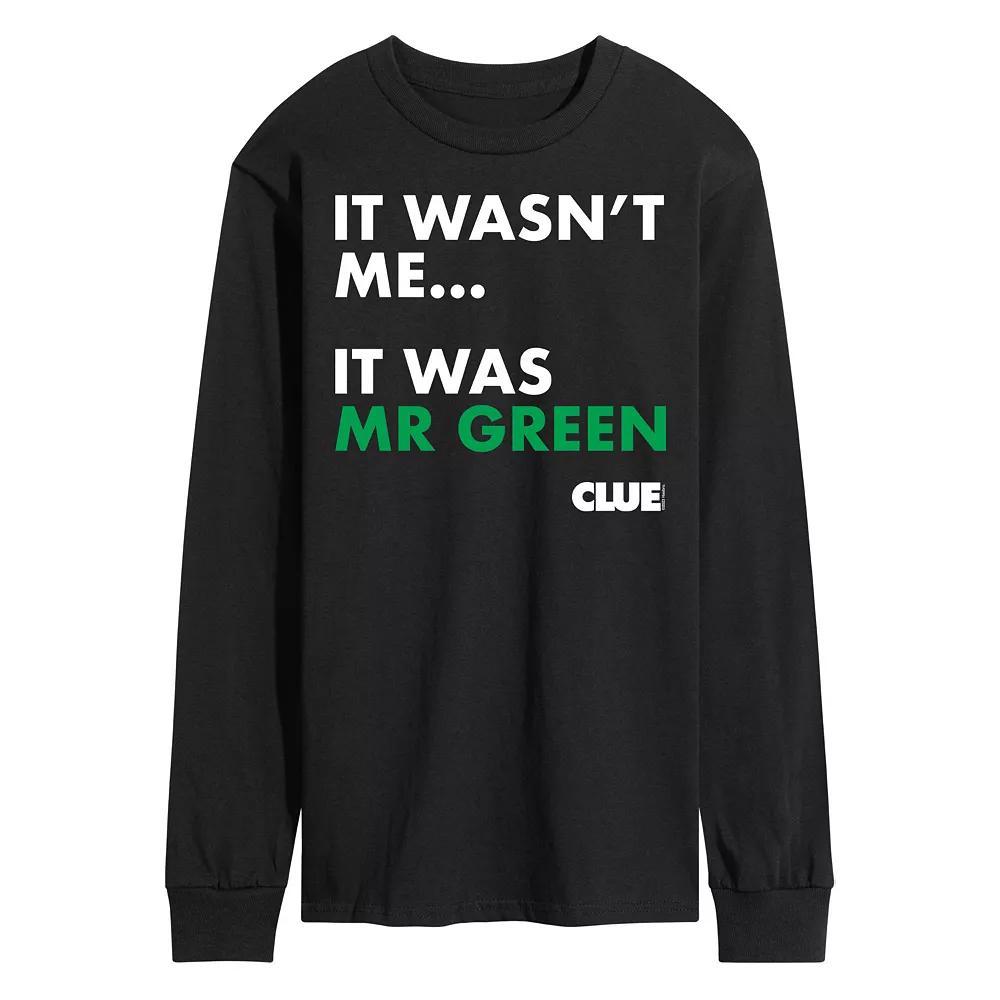 Men's Clue It Was Mr Green Long Sleeve Graphic Tee by Hasbro, Size: XXL, Black Product Image