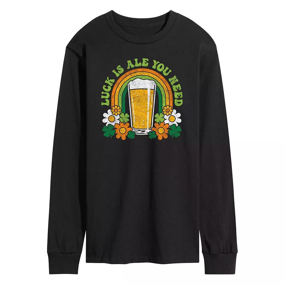 Men's Luck Is Ale You Need Long Sleeve Graphic Tee,  Product Image