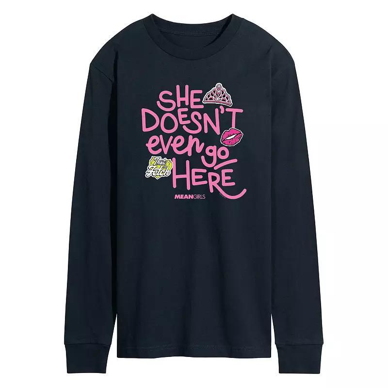 Men's Mean Girls She Doesn't Even Go Here Long Sleeve Graphic Tee,  Product Image