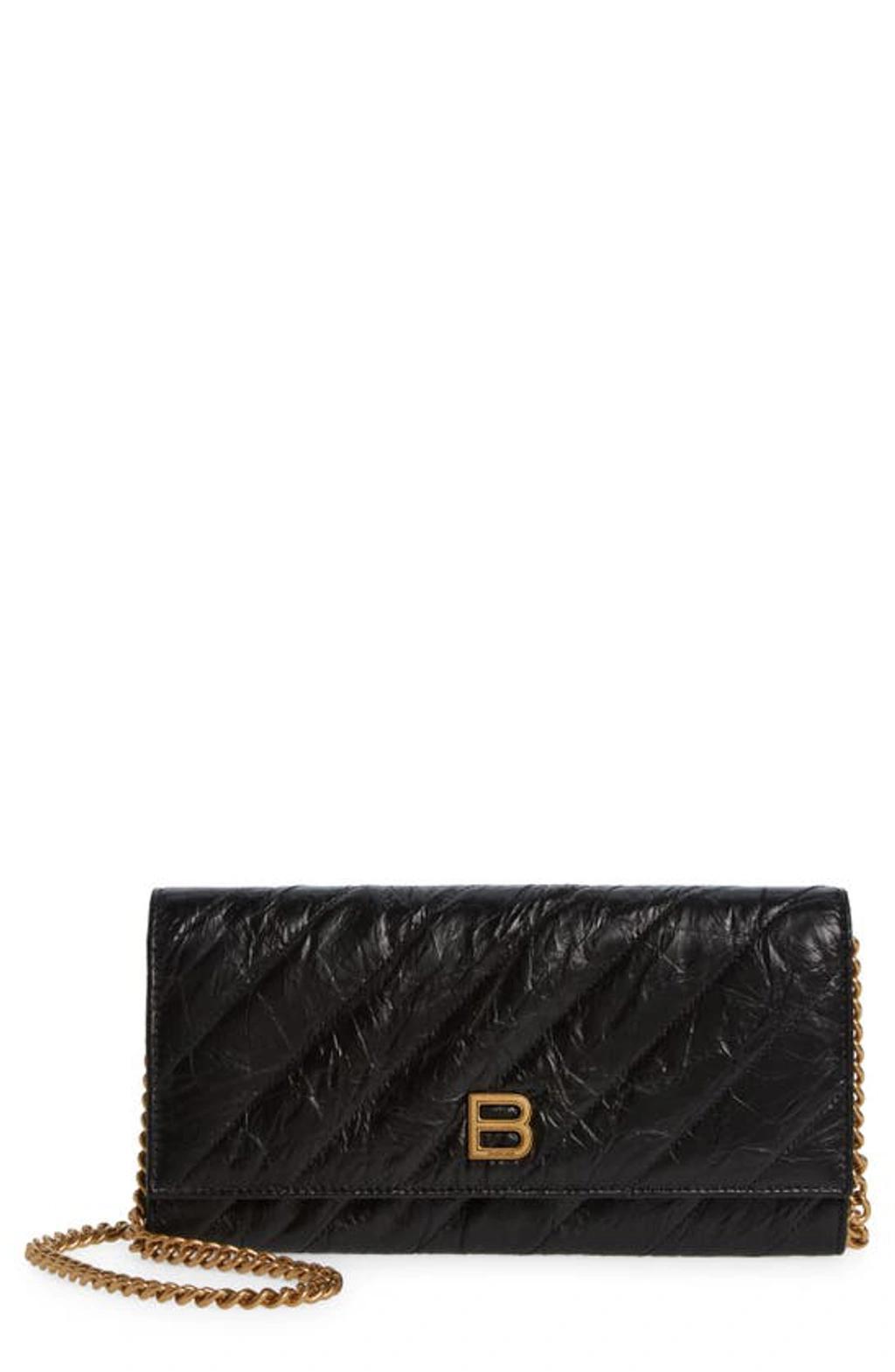 BALENCIAGA Crush Crossbody Wallet On A Chain In Black Product Image