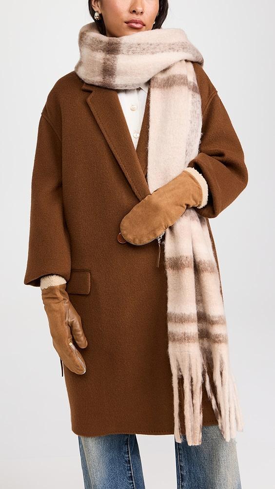 Carolina Amato Shearling Cuff Suede Back Zipper Mittens | Shopbop Product Image