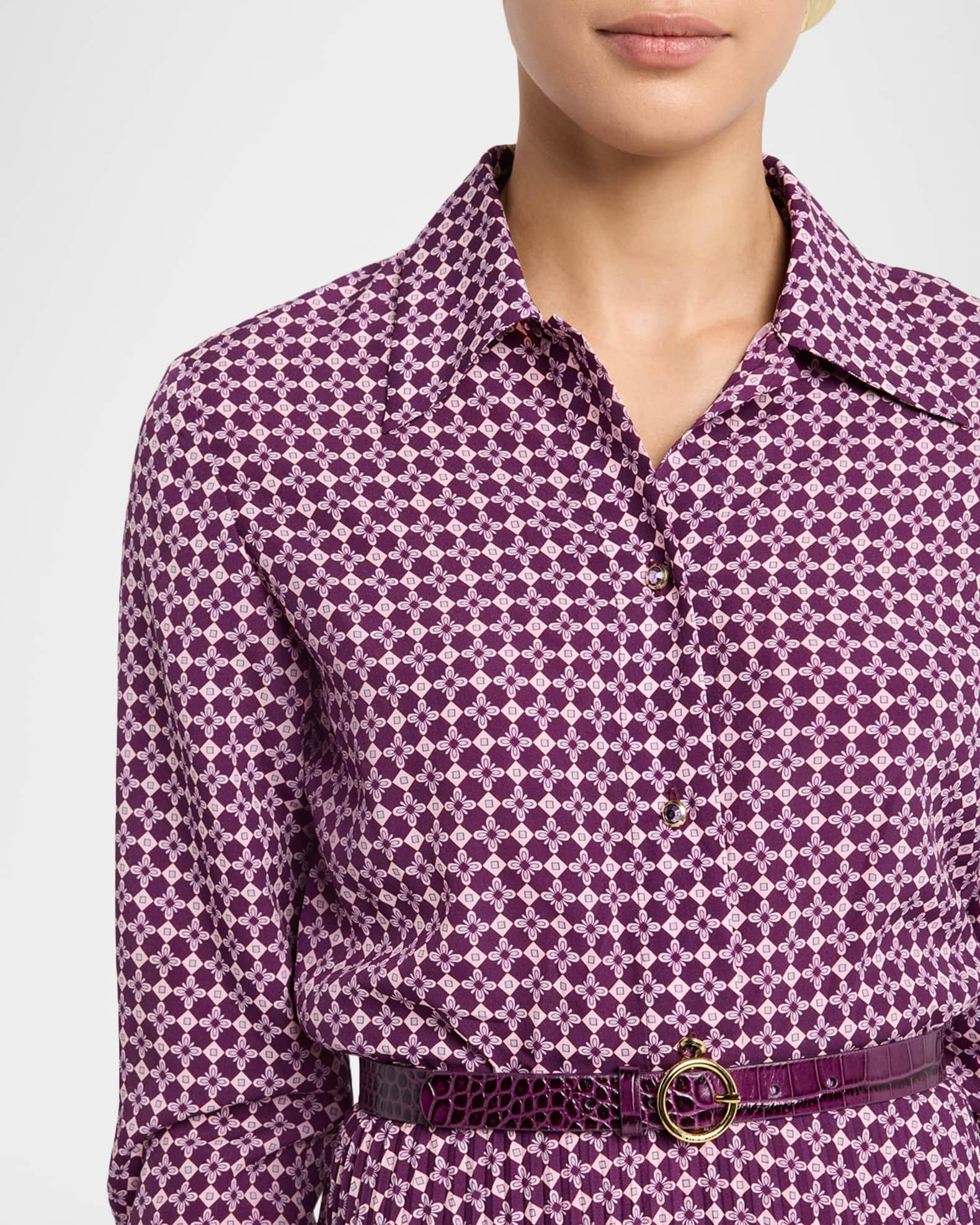 Printed Long-Sleeve Shirtdress Product Image