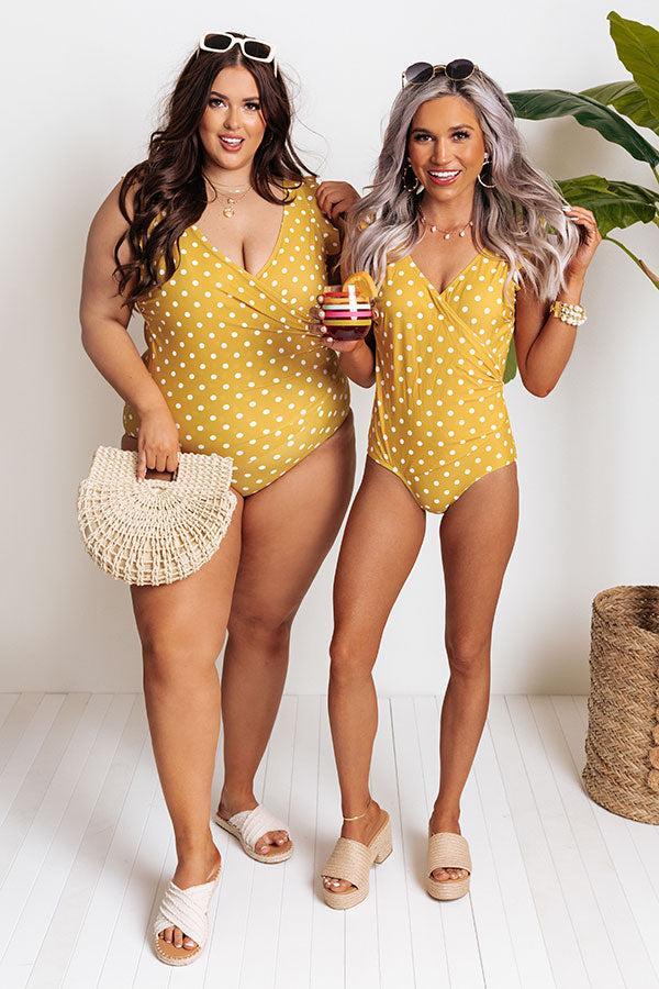 Wild Side Polka Dot One Piece Swimsuit in Mustard Product Image