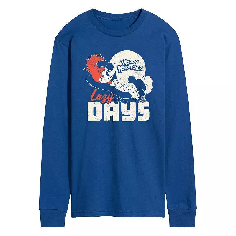 Men's Woody Woodpecker Lazy Days Long Sleeve Graphic Tee,  Product Image