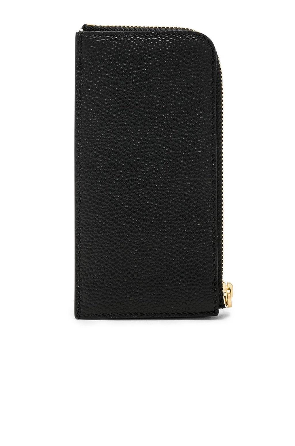 THOM BROWNE Pebble Grain Half-zip Wallet In Black Product Image