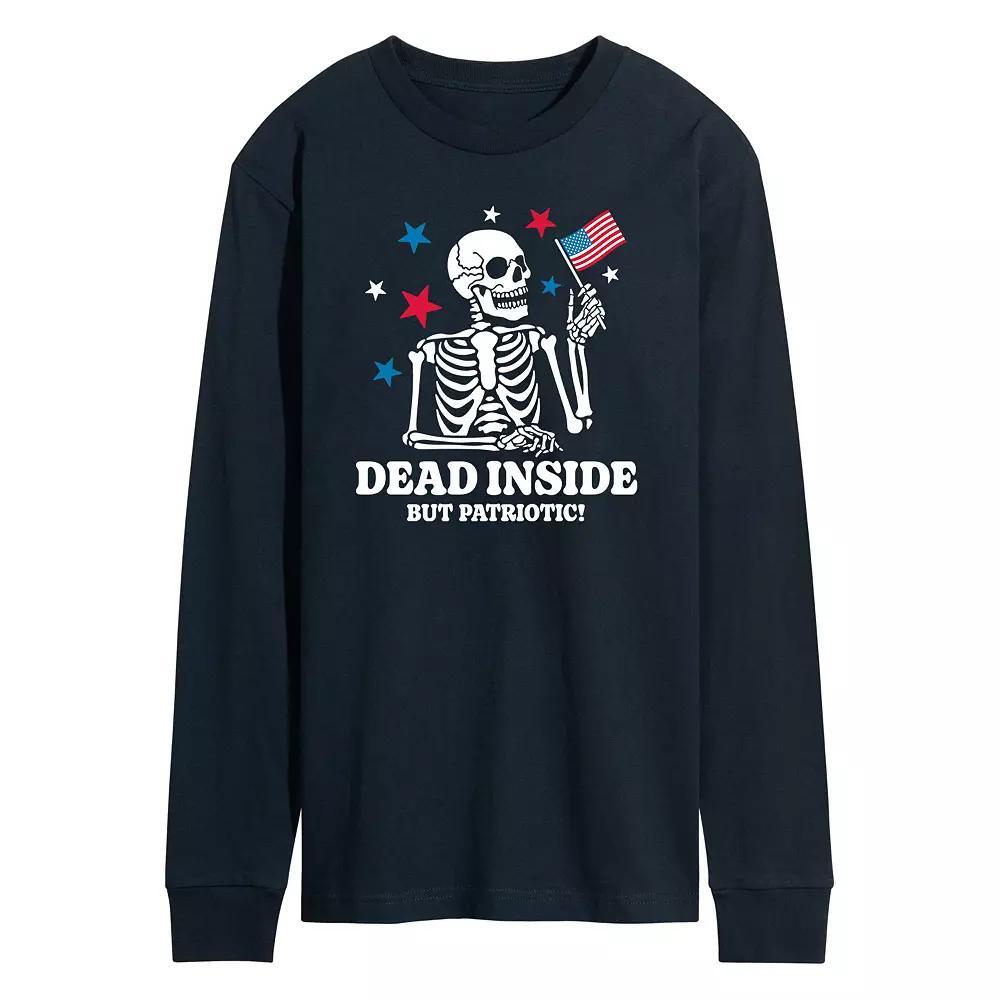 Men's Dead Inside Patriotic Long Sleeve Graphic Tee, Size: Medium, Blue Product Image