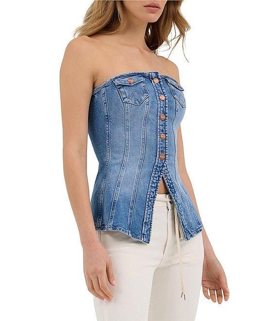Wrangler Strapless Button Front Denim Bustier Product Image