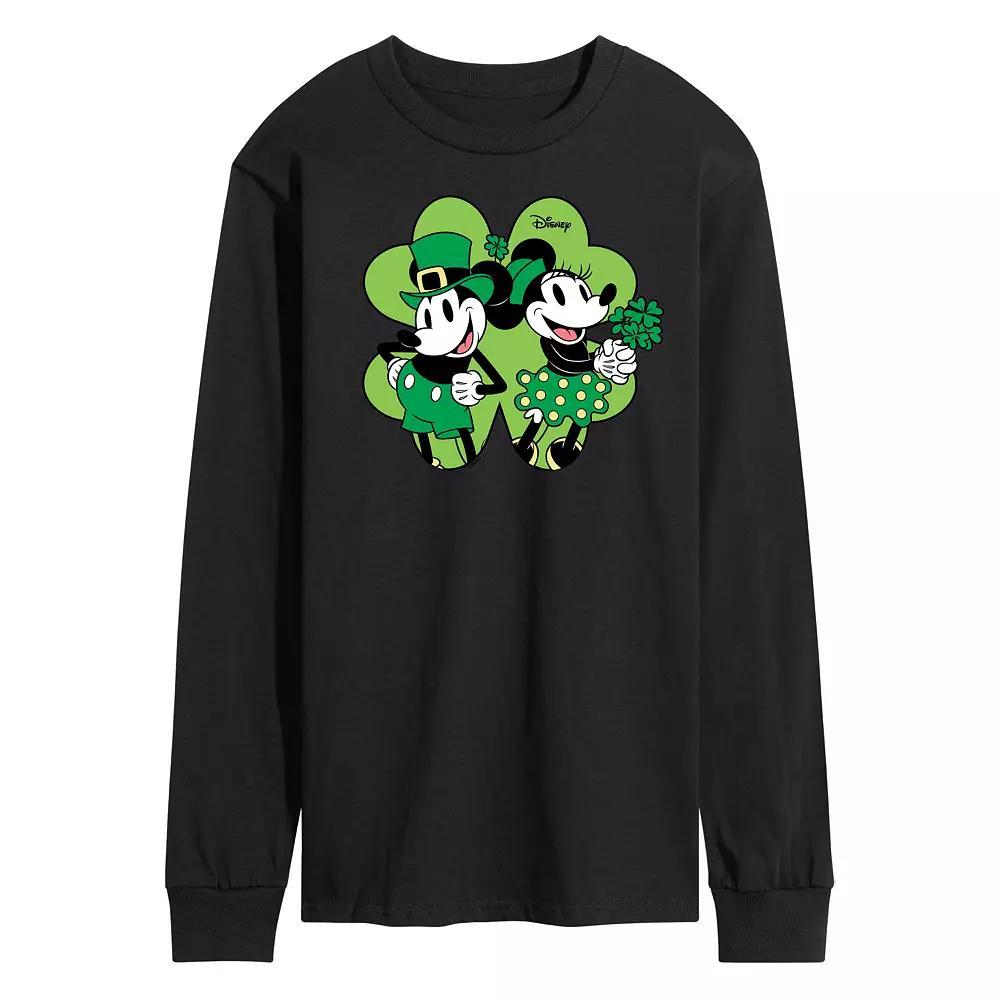 Disney's Mickey & Minnie Mouse Men's Shamrock Long Sleeve Graphic Tee,  Product Image