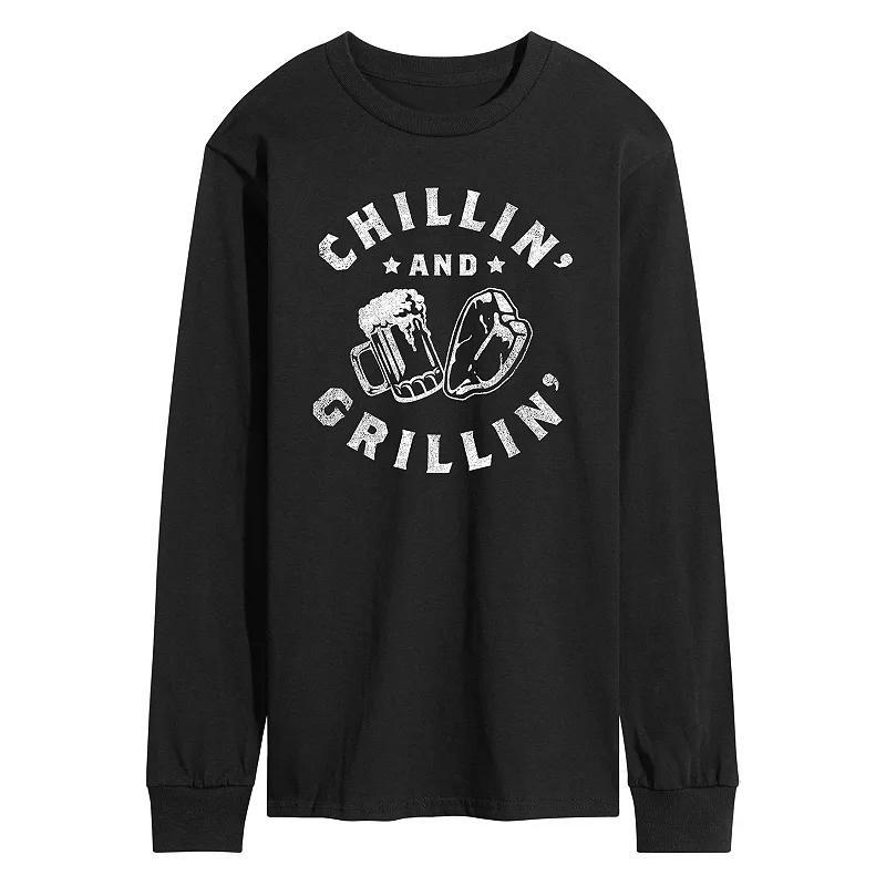 Men's Chillin And Grillin Long Sleeve Tee, Size: XXL, Black Product Image