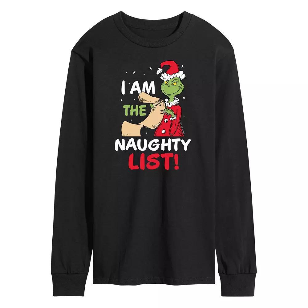 Men's Dr. Seuss Grinch I Am The Naughty List Long Sleeve Tee,  Product Image
