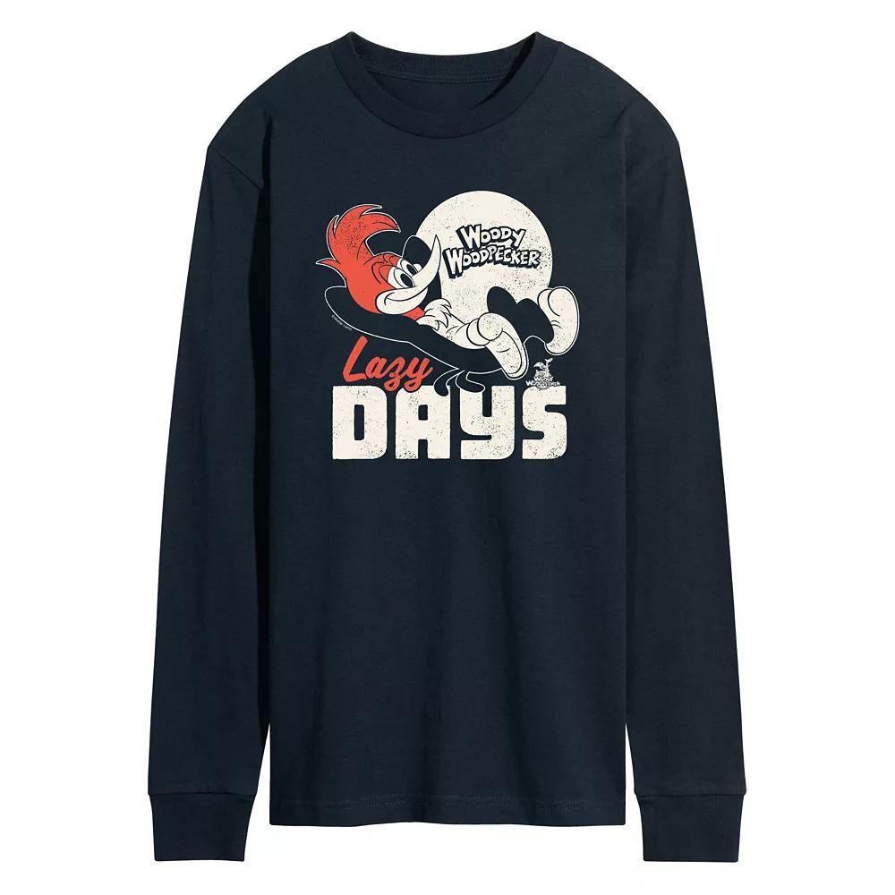 Men's Woody Woodpecker Lazy Days Long Sleeve Graphic Tee,  Product Image