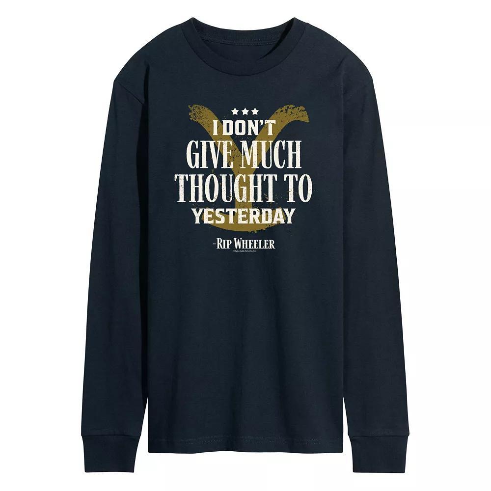 Men's Yellowstone Don't Give Much Thought Long Sleeve Graphic Tee, Size: XXL, Blue Product Image