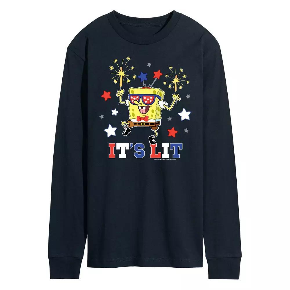 Men's Nickelodeon SpongeBob SquarePants It's Lit Long Sleeve Graphic Tee,  Product Image