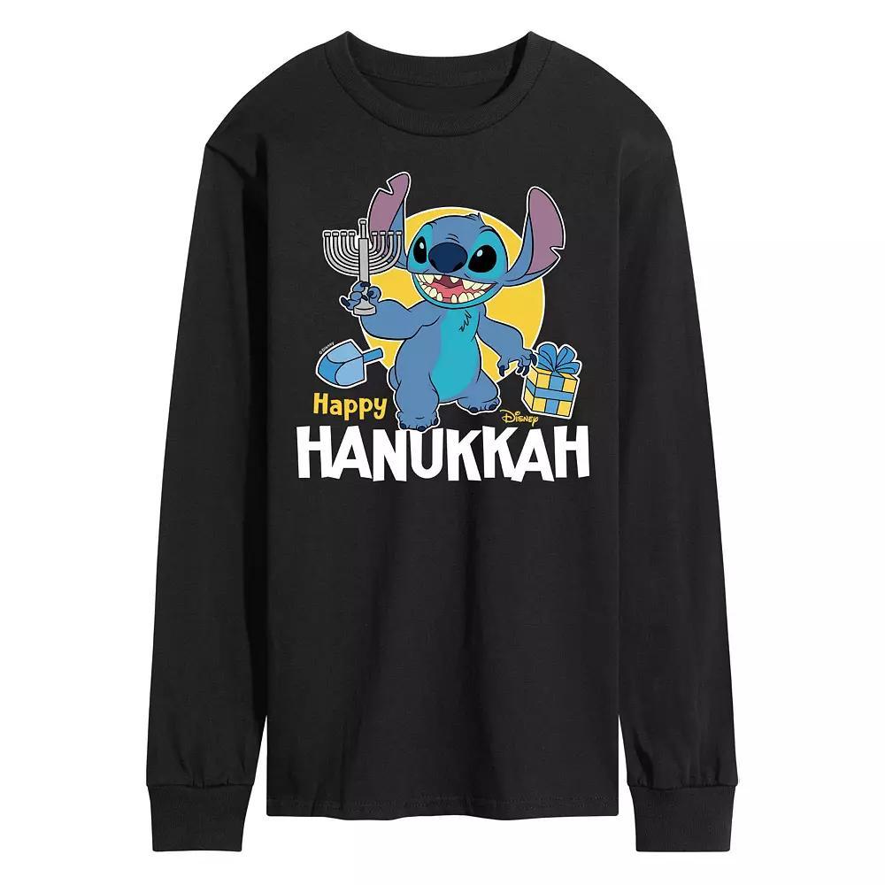 Disney's Lilo & Stitch Men's Happy Hanukkah Stitch Long Sleeve Graphic Tee,  Product Image