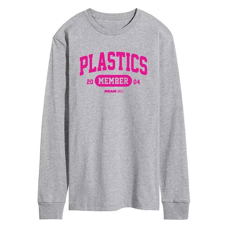 Mens Mean Girls Plastics Member Long Sleeve Graphic Tee Grey Gray Product Image