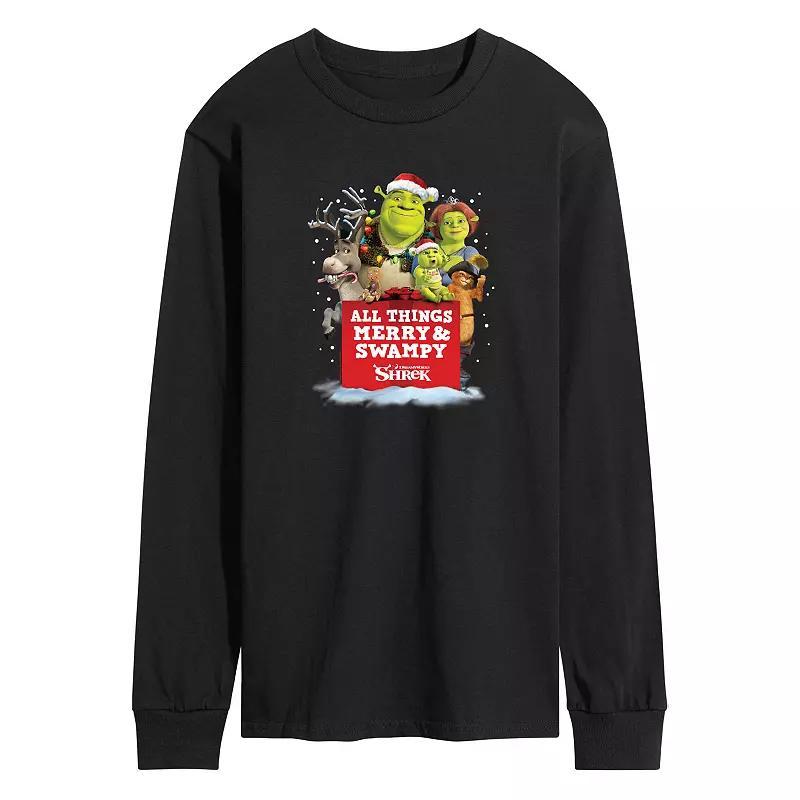 Mens Shrek All Things Merry And Swampy Long Sleeve Graphic Tee Product Image