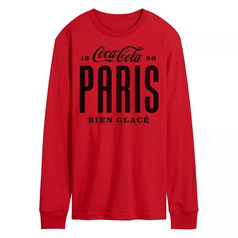 Men's Coca Cola Paris Long Sleeve Long Sleeve Graphic Tee, Size: Small, Red Product Image