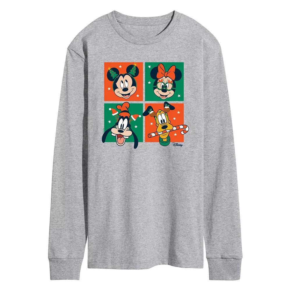 Disney's Mickey Mouse & Friends Men's Christmas Grid Long Sleeve Graphic Tee,  Product Image
