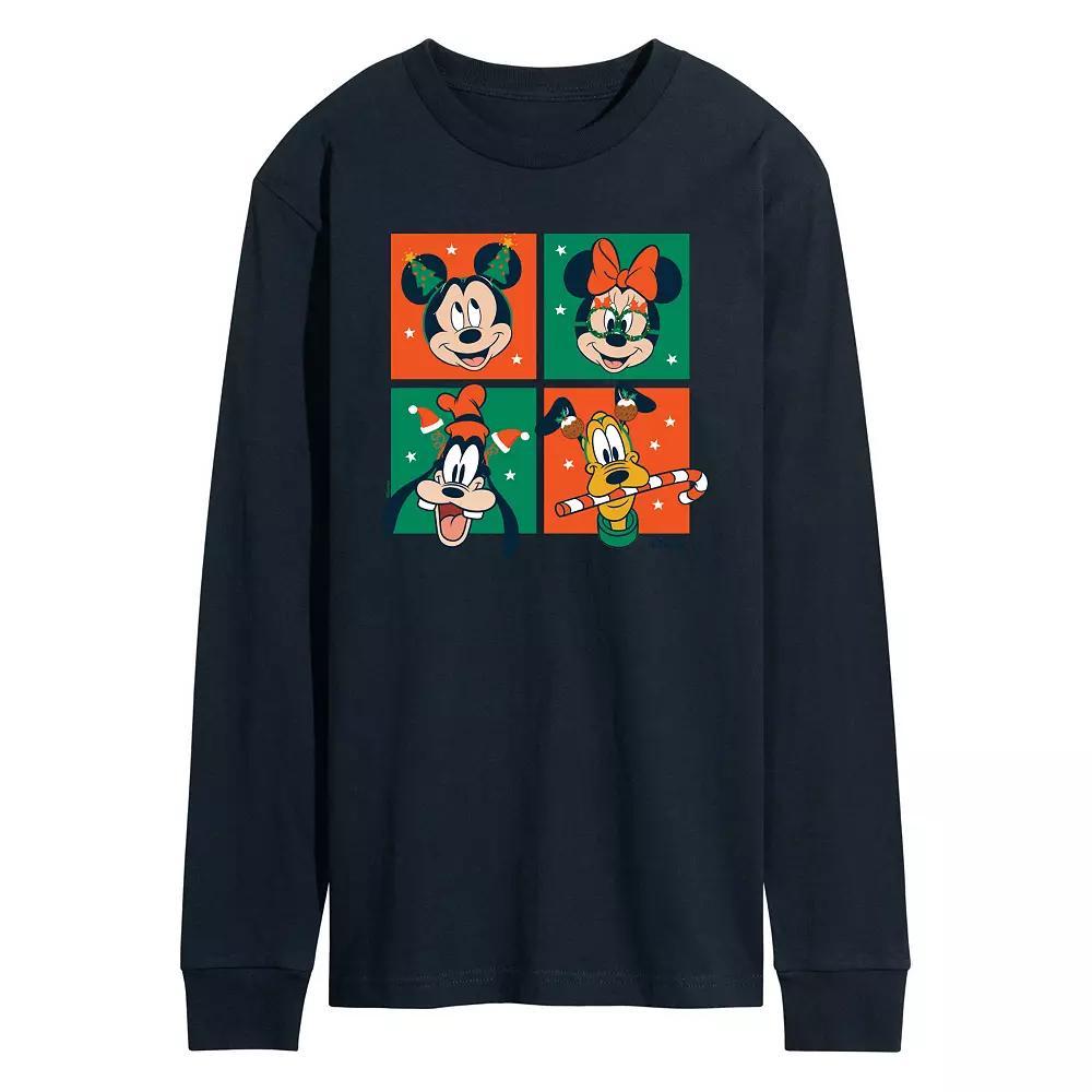 Disney's Mickey Mouse & Friends Men's Christmas Grid Long Sleeve Graphic Tee,  Product Image