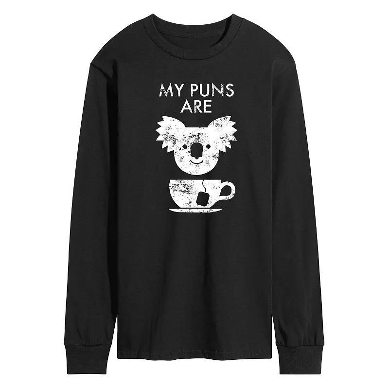 Mens My Puns Are Koala Tea Long Sleeve Graphic Tee Product Image