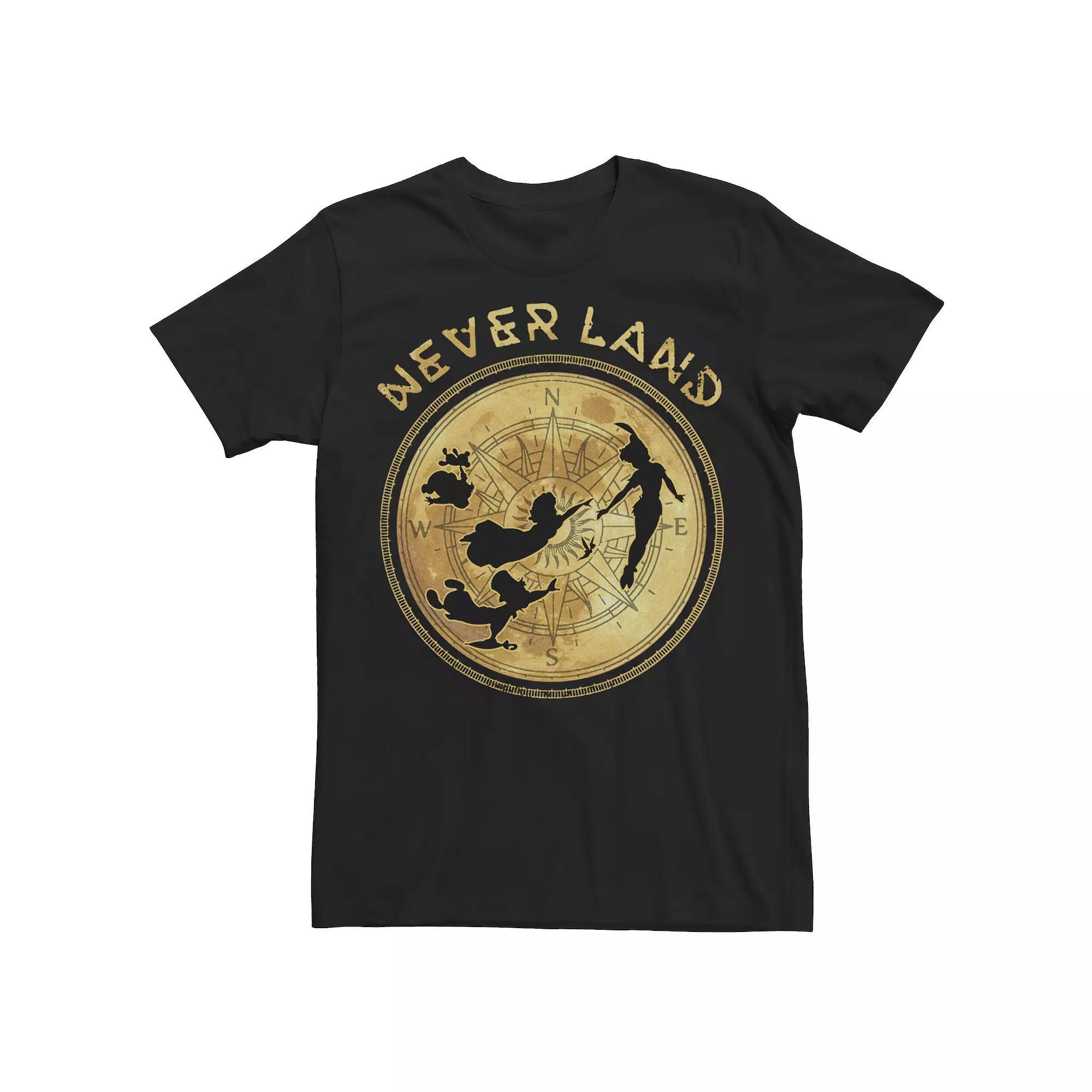Disney's Peter Pan Flying Never Land Compass Men's Tee, Size: XL, Black Product Image