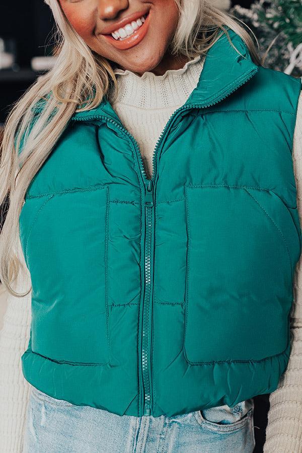 Morning Escape Puffer Vest In Green Product Image