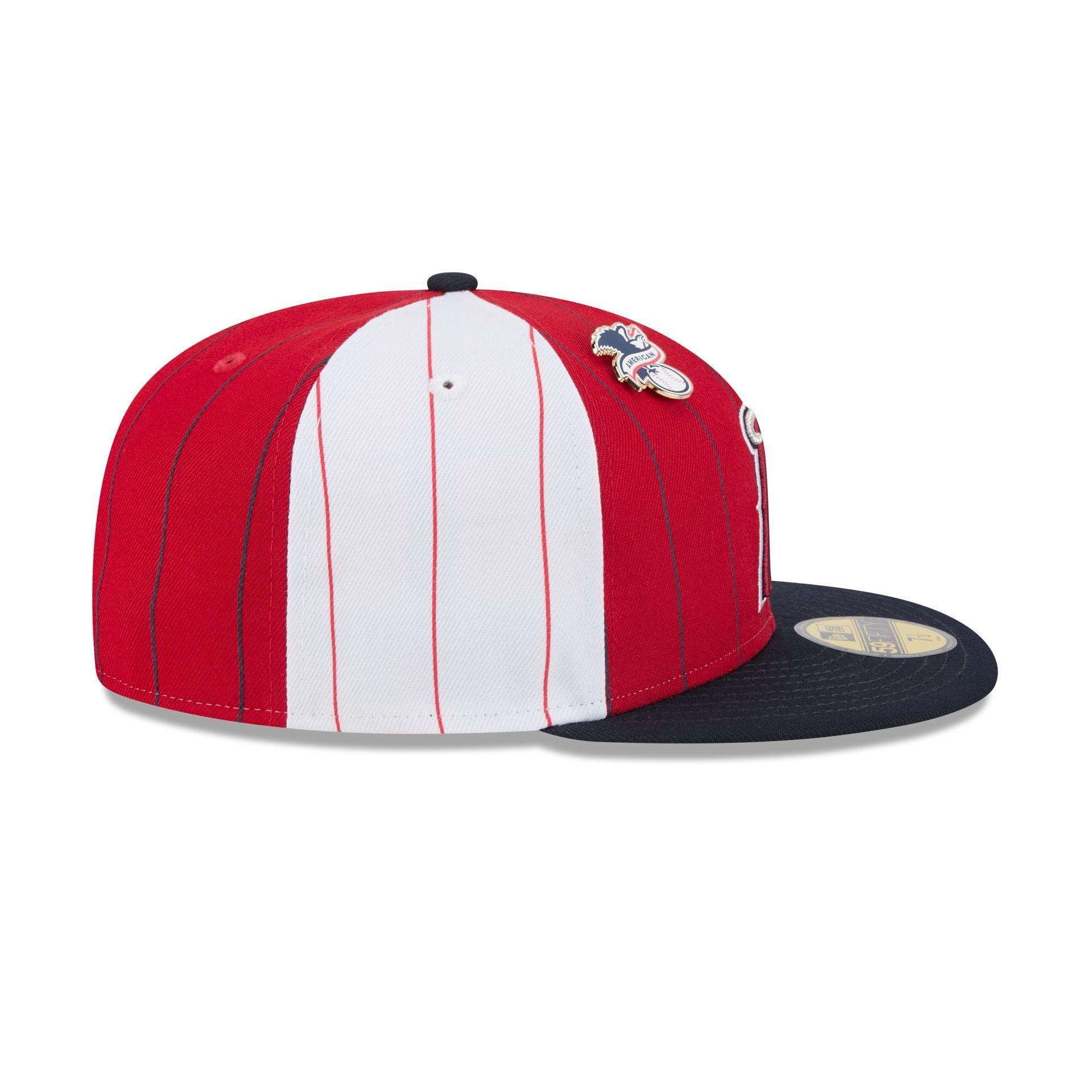 Los Angeles Angels Pinstripe League Pin 59FIFTY Fitted Hat Male Product Image