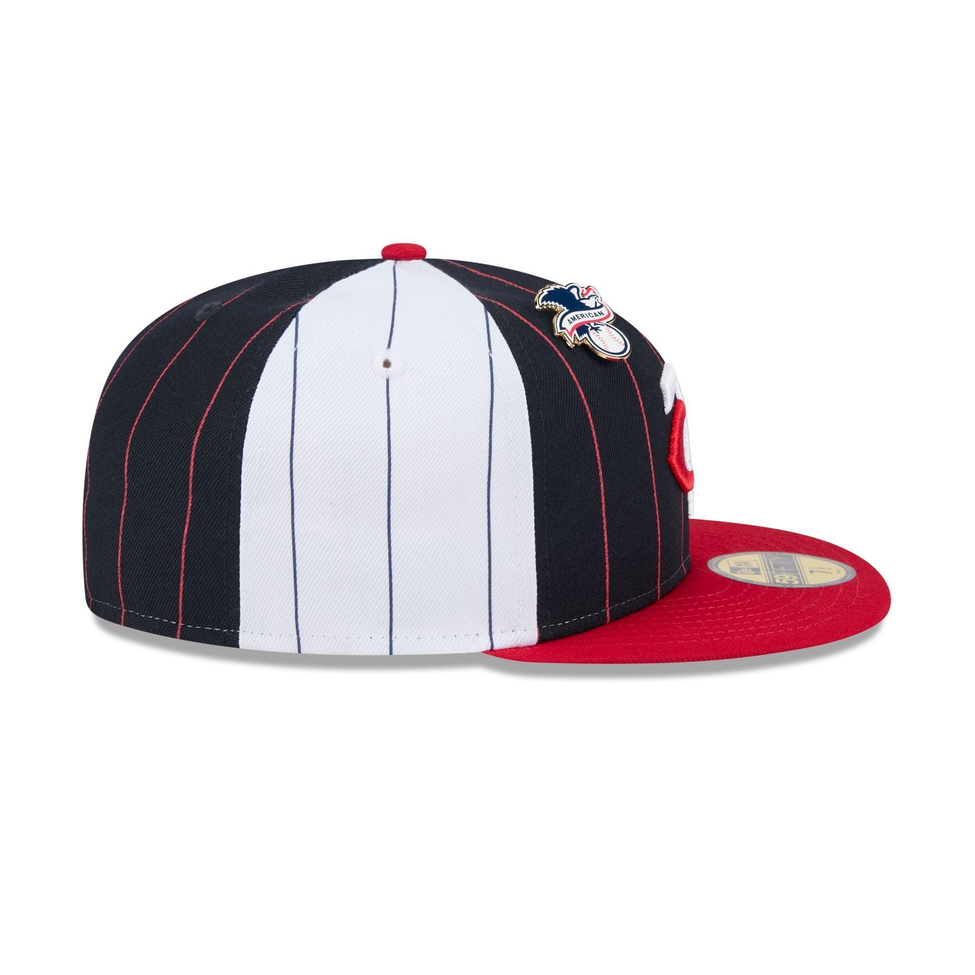 Los Angeles Angels Pinstripe League Pin 59FIFTY Fitted Hat Male Product Image