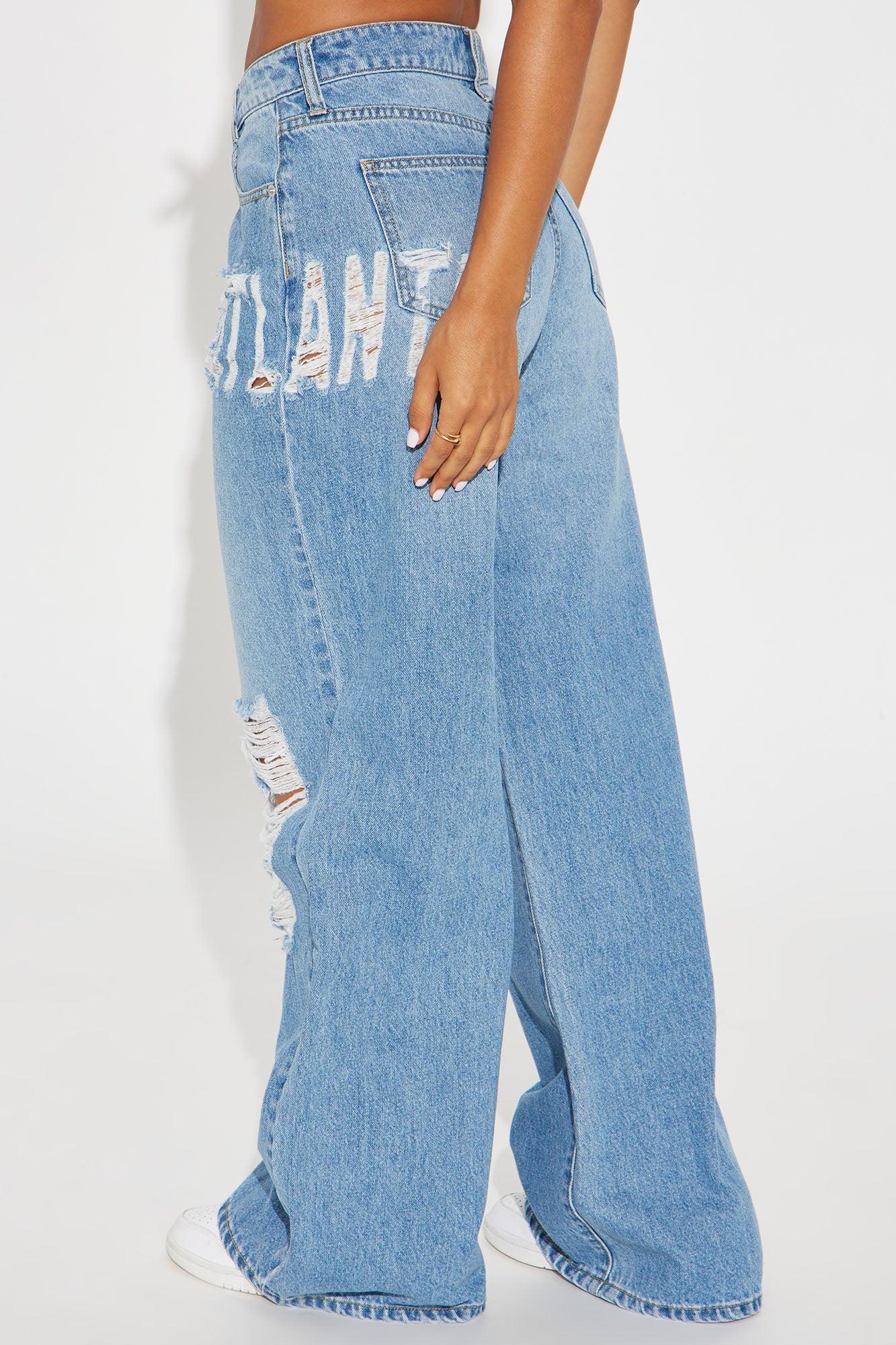 Hometown Honey Atlanta Ripped Baggy Jeans - Medium Wash Product Image