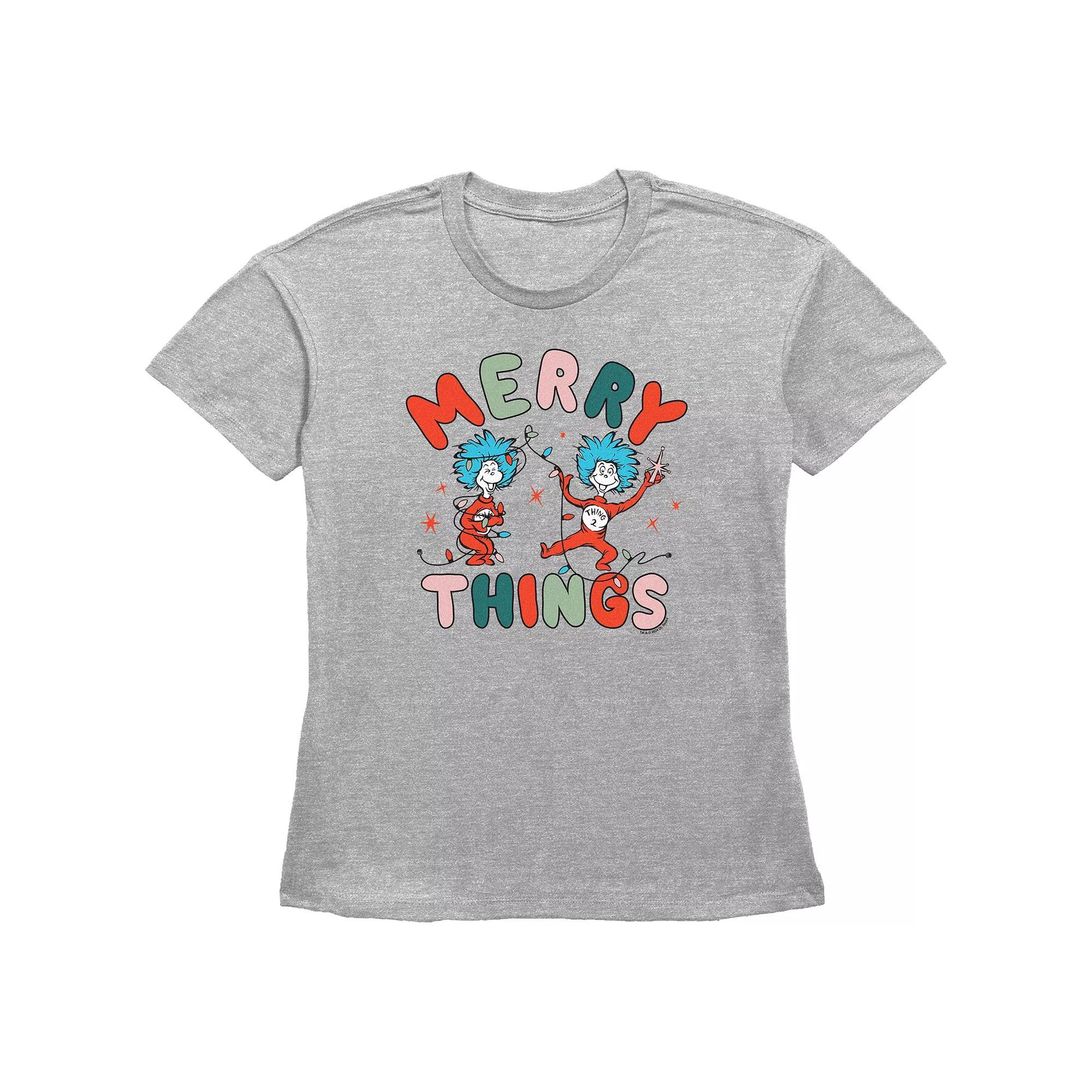 Women's Dr. Seuss Thing 1 And Thing 2 Merry Things Graphic Tee,  Product Image