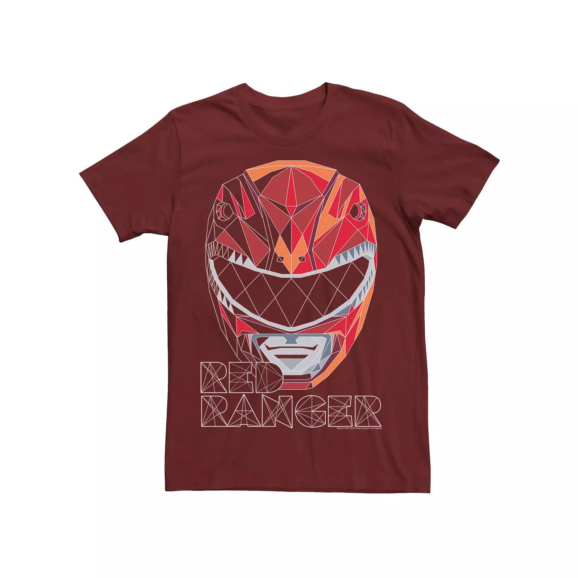 Men's Power Rangers Red Ranger Polygon Big Face Tee,  Product Image