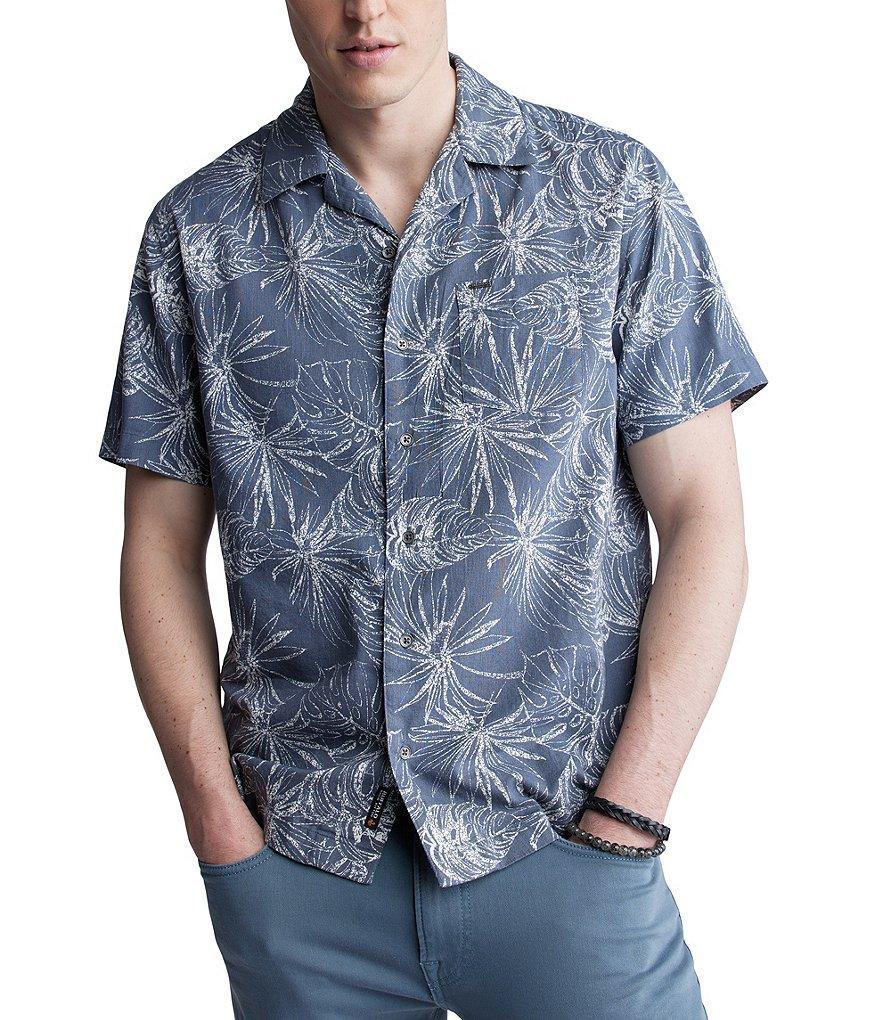 Buffalo David Bitton Suresh Palm Leaf Printed Short Sleeve Button Front Camp Shirt Product Image