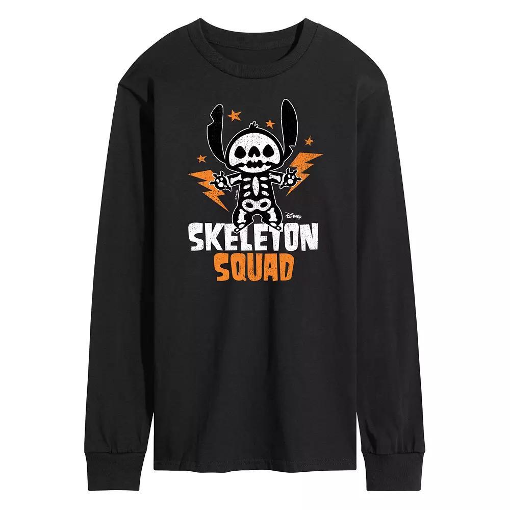 Disney's Lilo & Stitch Men's Skeleton Squad Long Sleeve Tee, Size: Medium, Black Product Image