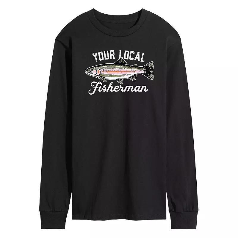 Men's Your Local Fisherman Long Sleeve Graphic Tee, Size: XXL, Black Product Image