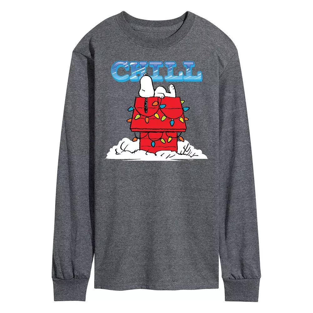 Men's Peanuts Snoopy Chill Long Sleeve Tee, Size: Medium, Gray Product Image