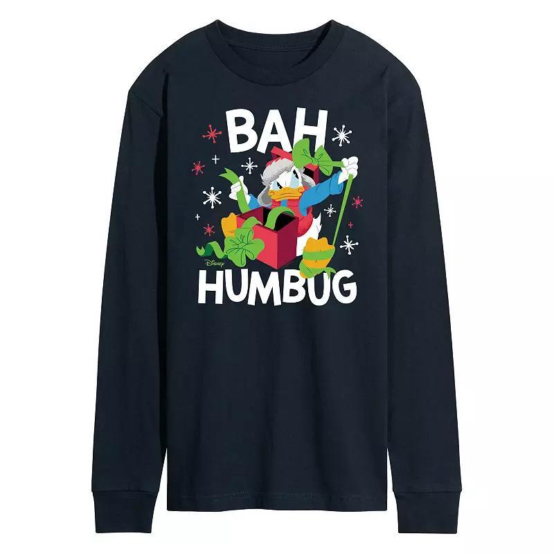 Disney's Mickey Mouse & Friends Donald Duck Men's Bah Humbug Long Sleeve Graphic Tee,  Product Image