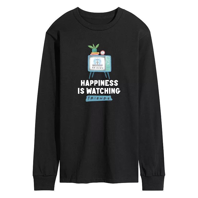 Men's Friends Happiness Watching Friends Long Sleeve Graphic Tee, Size: Medium, Black Product Image