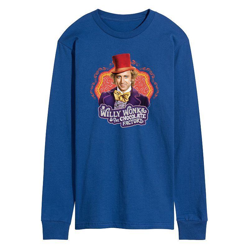 Mens Willy Wonka Long Sleeve Graphic Tee Grey Gray Product Image