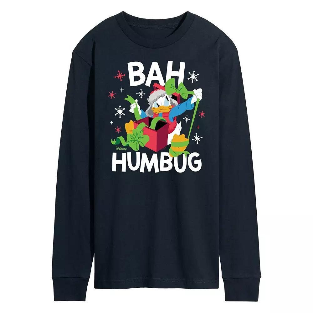 Disney's Mickey Mouse & Friends Donald Duck Men's Bah Humbug Long Sleeve Graphic Tee,  Product Image