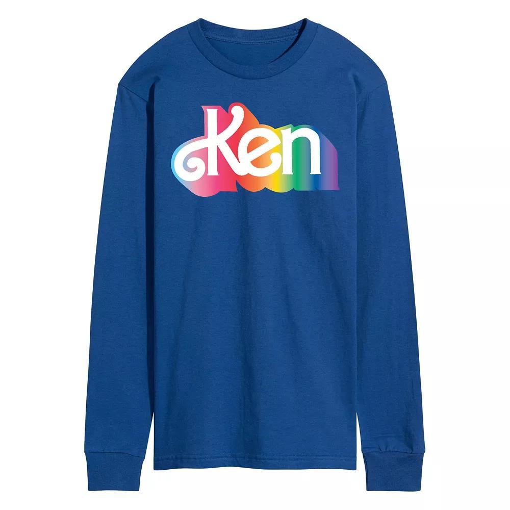 Men's Barbie Ken Logo Long Sleeve Graphic Tee, Size: Large, Blue Product Image