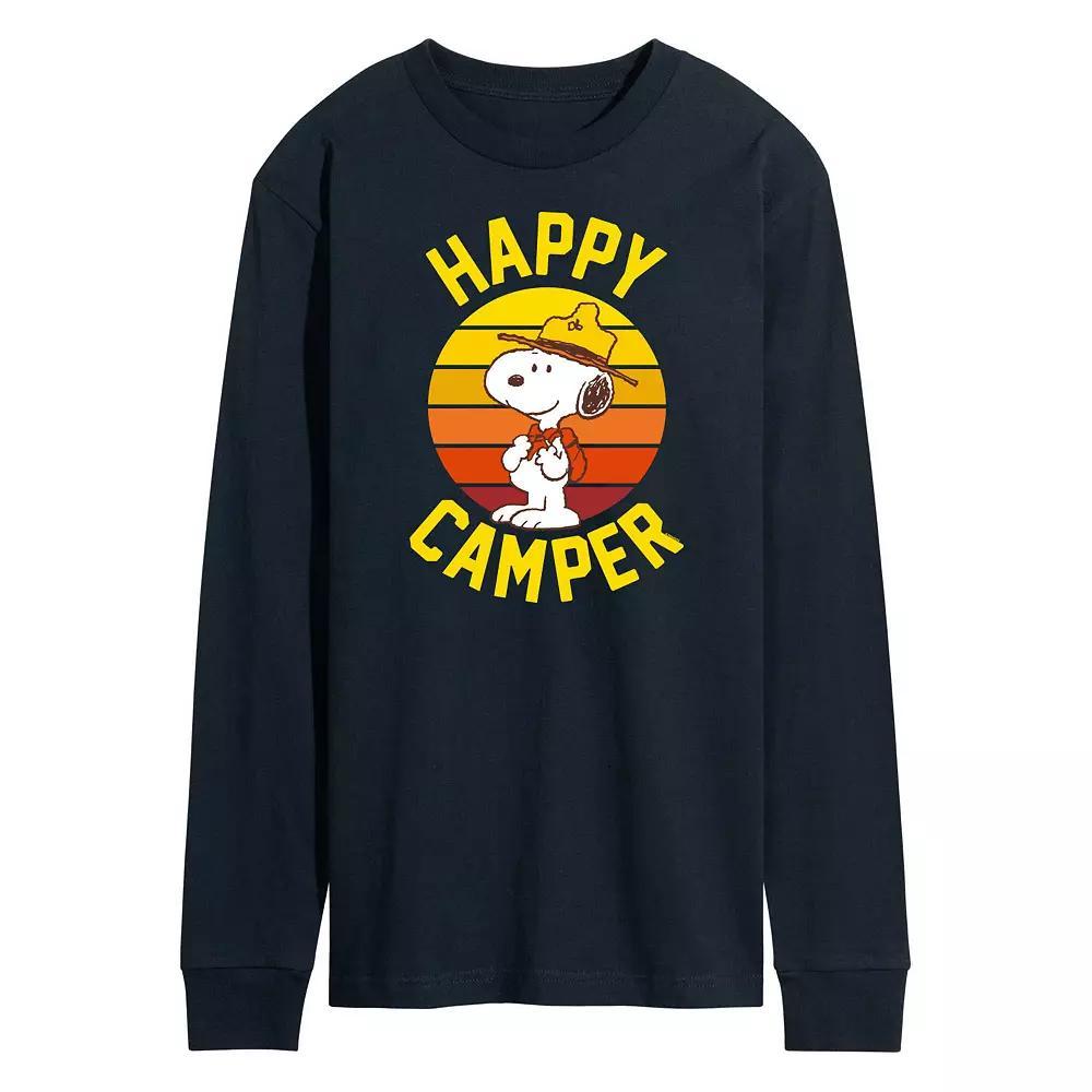 Men's Peanuts Happy Camper Long Sleeve Graphic Tee,  Product Image