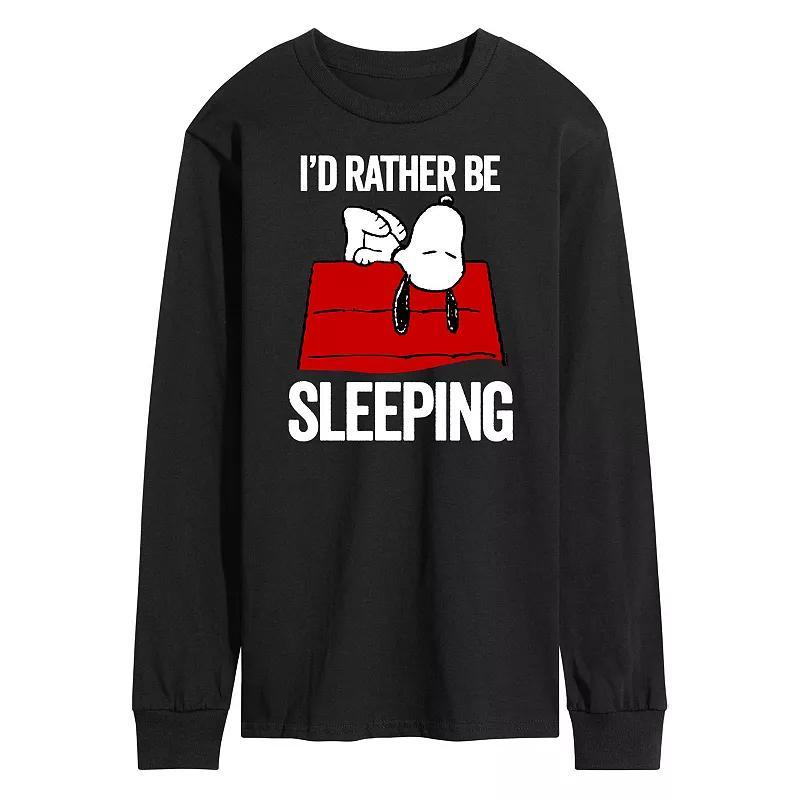 Men's Peanuts Still Sleeping Long Sleeve Graphic Tee, Size: Small, Black Product Image