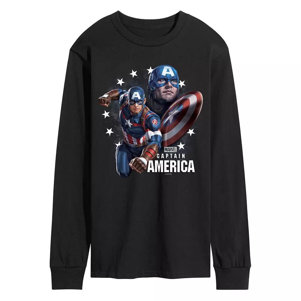 Men's Marvel Captain America Portrait Long Sleeve Graphic Tee,  Product Image