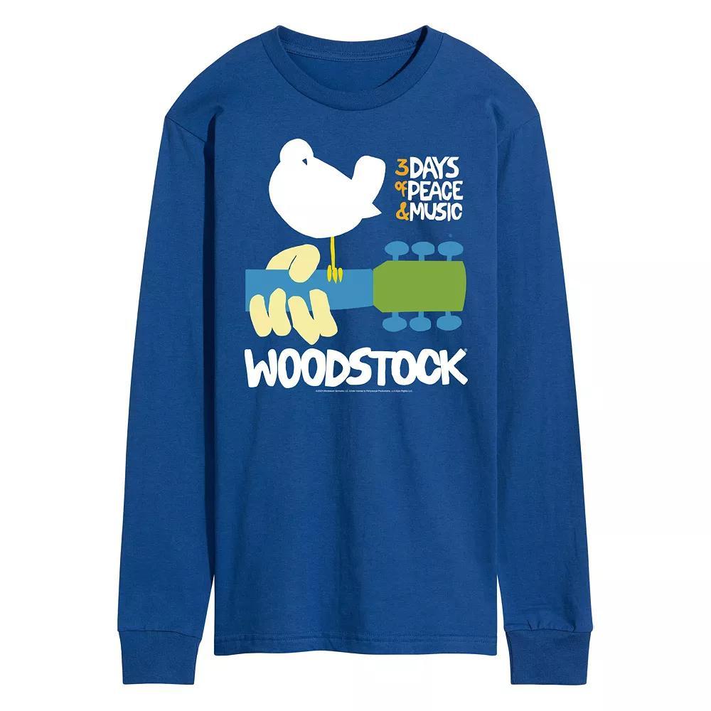 Men's Woodstock Poster Long Sleeve Graphic Tee, Size: XXL, Blue Product Image