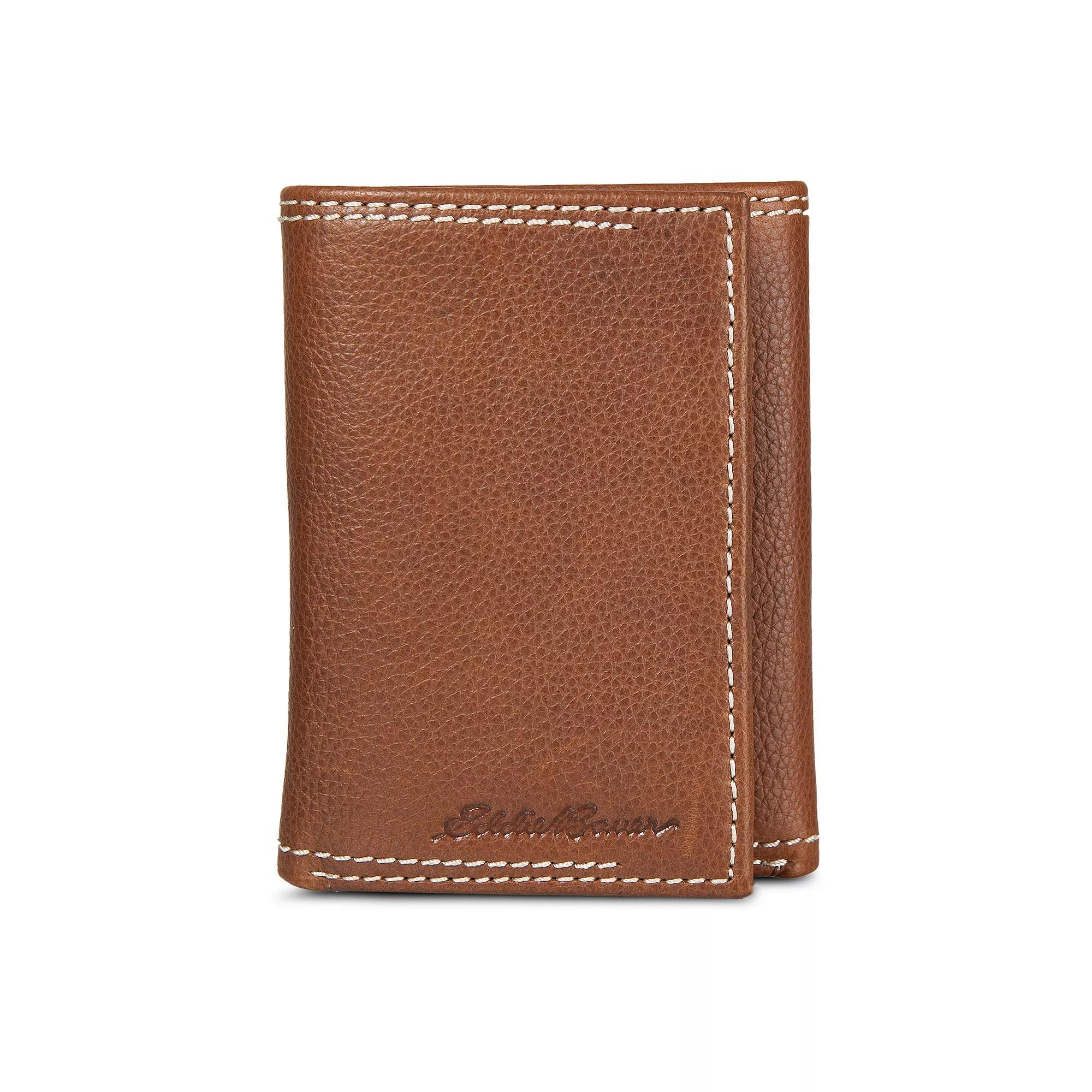 Men's Eddie Bauer Top Stitch Leather Trifold Wallet Product Image