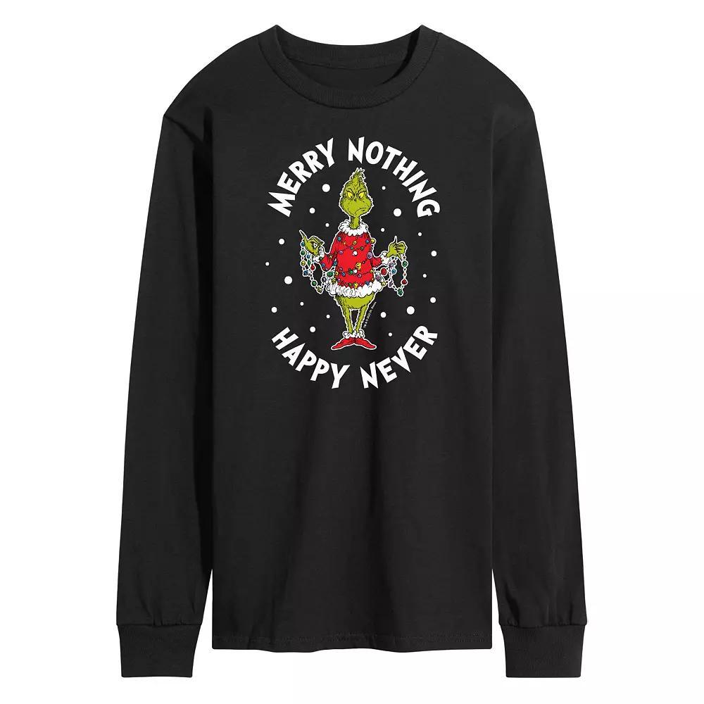 Men's Dr. Seuss Grinch Merry Nothing Happy Never Long Sleeve Tee,  Product Image