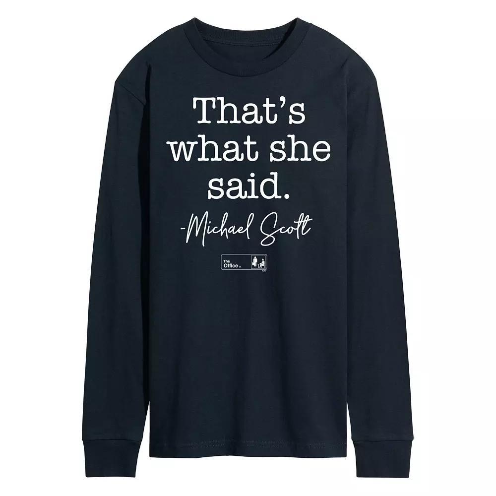 Men's The Office That's What She Said Long Sleeve Tee, Size: Small, Blue Product Image