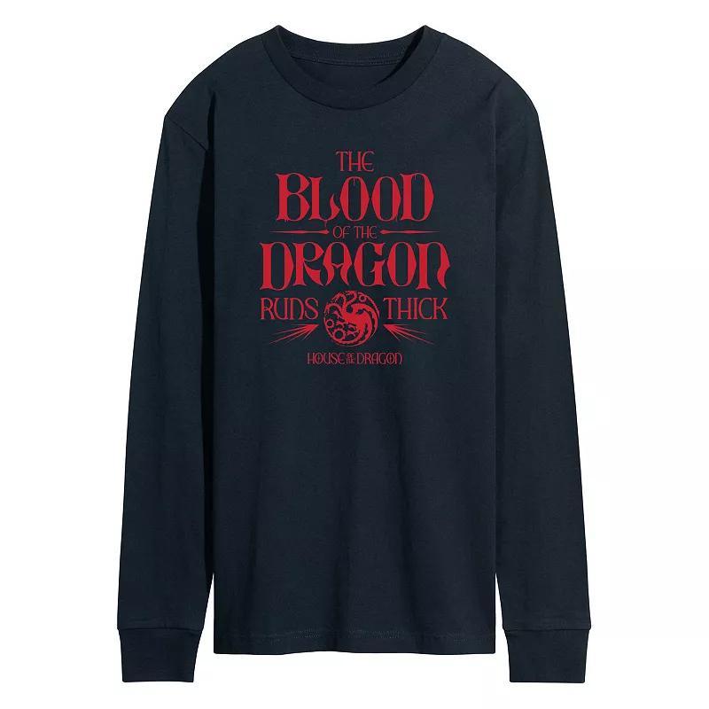 Men's House Of The Dragon Blood Of Dragon Long Sleeve Graphic Tee, Size: XL, Blue Product Image